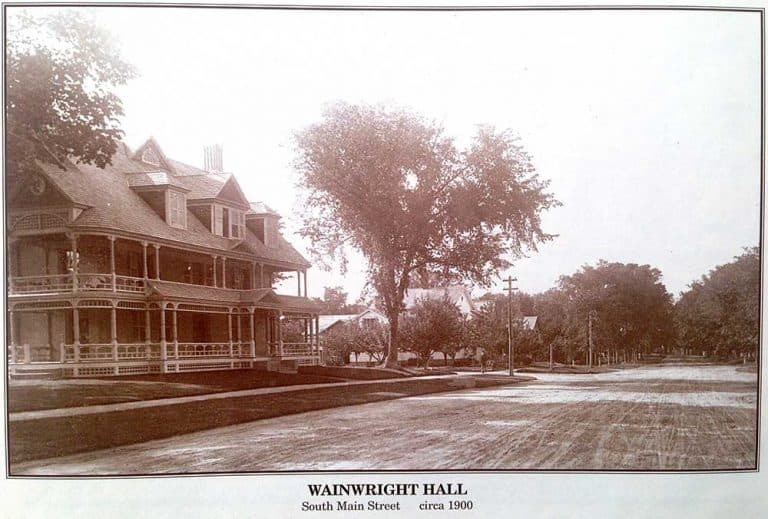 Historic black-and-white image of Wainwright Hall on South Main Street, circa 1900.