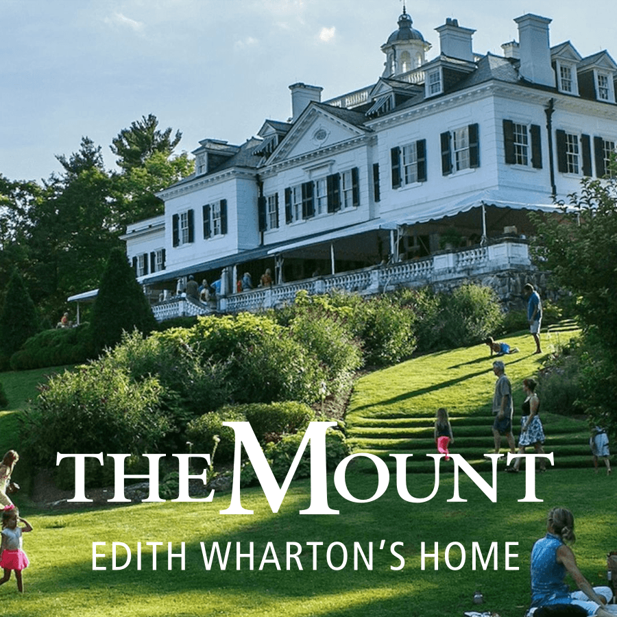 The Mount, a historic estate and home of Edith Wharton, features lush gardens and visitors enjoying the grounds.